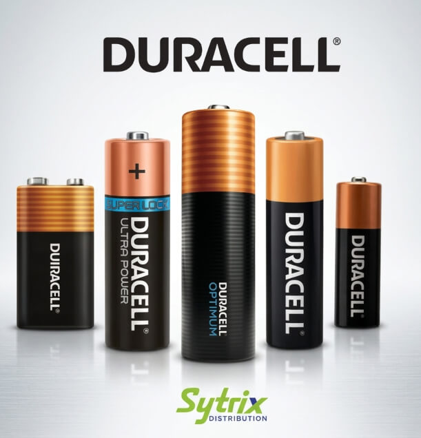 Genuine Duracell alkaline and lithium batteries from Sytrix Distribution