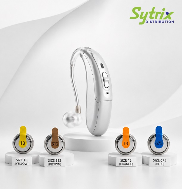 Hearing aid batteries (Zinc-Air) sizes 10 312 13 675 by Sytrix Distribution India