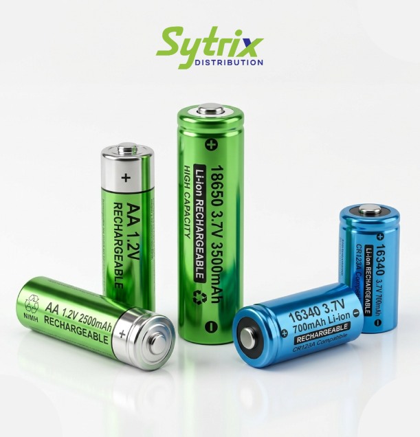 Premium rechargeable lithium-ion batteries from Sytrix Distribution India, delivering high capacity and durability