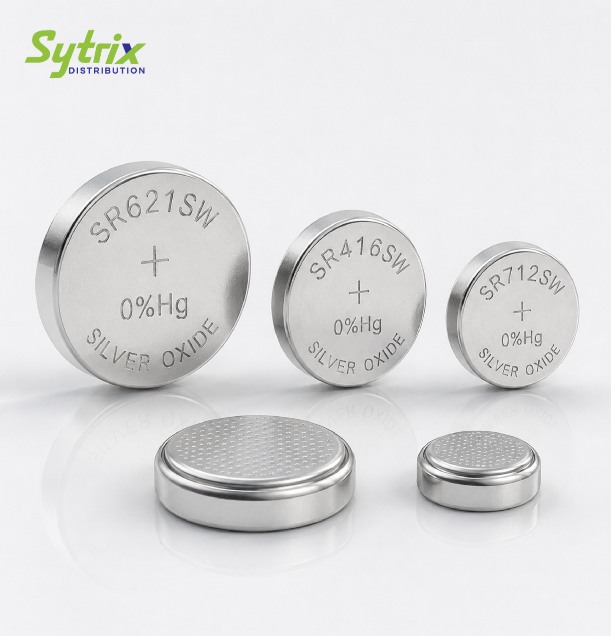 Silver oxide button cell batteries (Ag/ZnO) 1.55V assortment by Sytrix Distribution