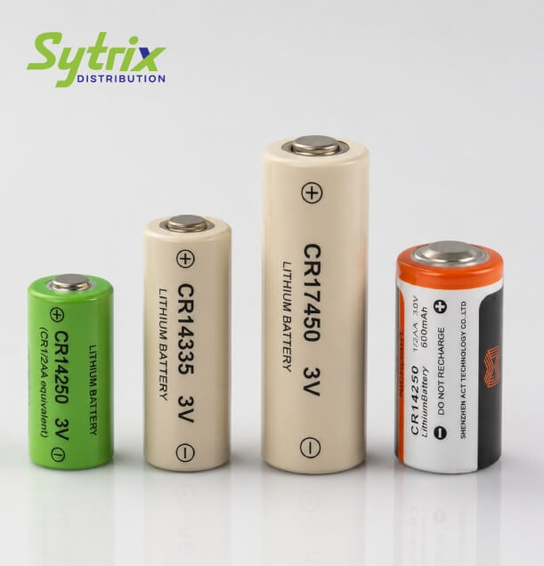 Cylindrical lithium manganese dioxide (Li-MnO₂) batteries assortment by Sytrix Distribution