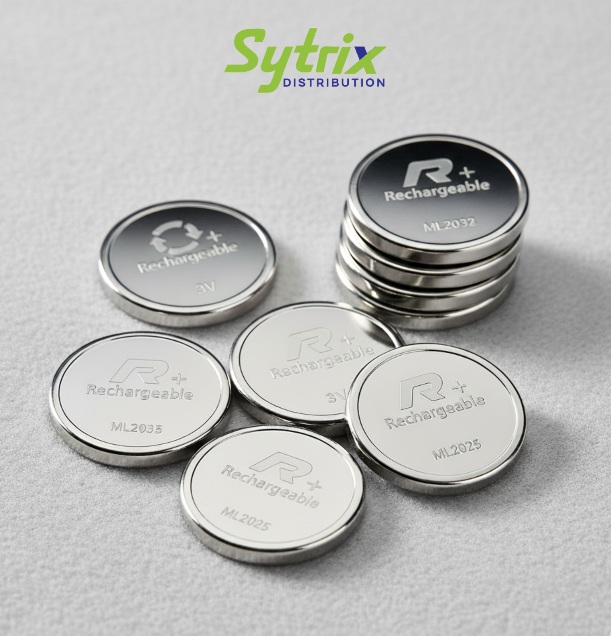 Premium rechargeable lithium manganese dioxide ML coin batteries from Sytrix Distribution India