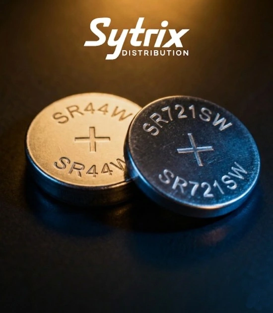Sytrix Distribution silver oxide watch battery advantages: stable voltage, leak-proof design, and long life for precision timepieces.